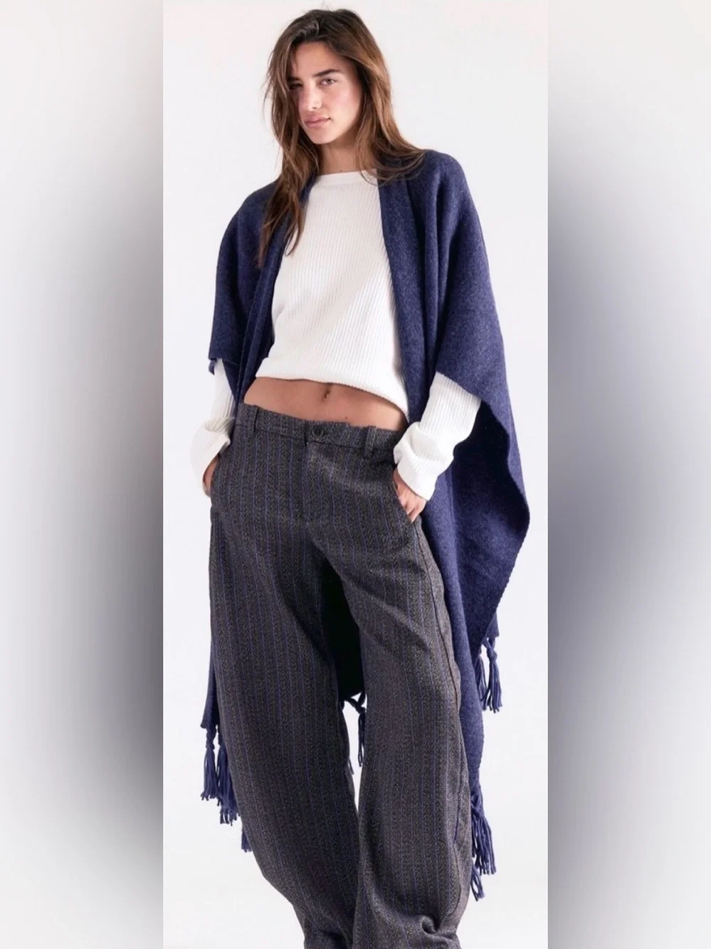 Free People Blanket Duster Wrap. NWT. Navy